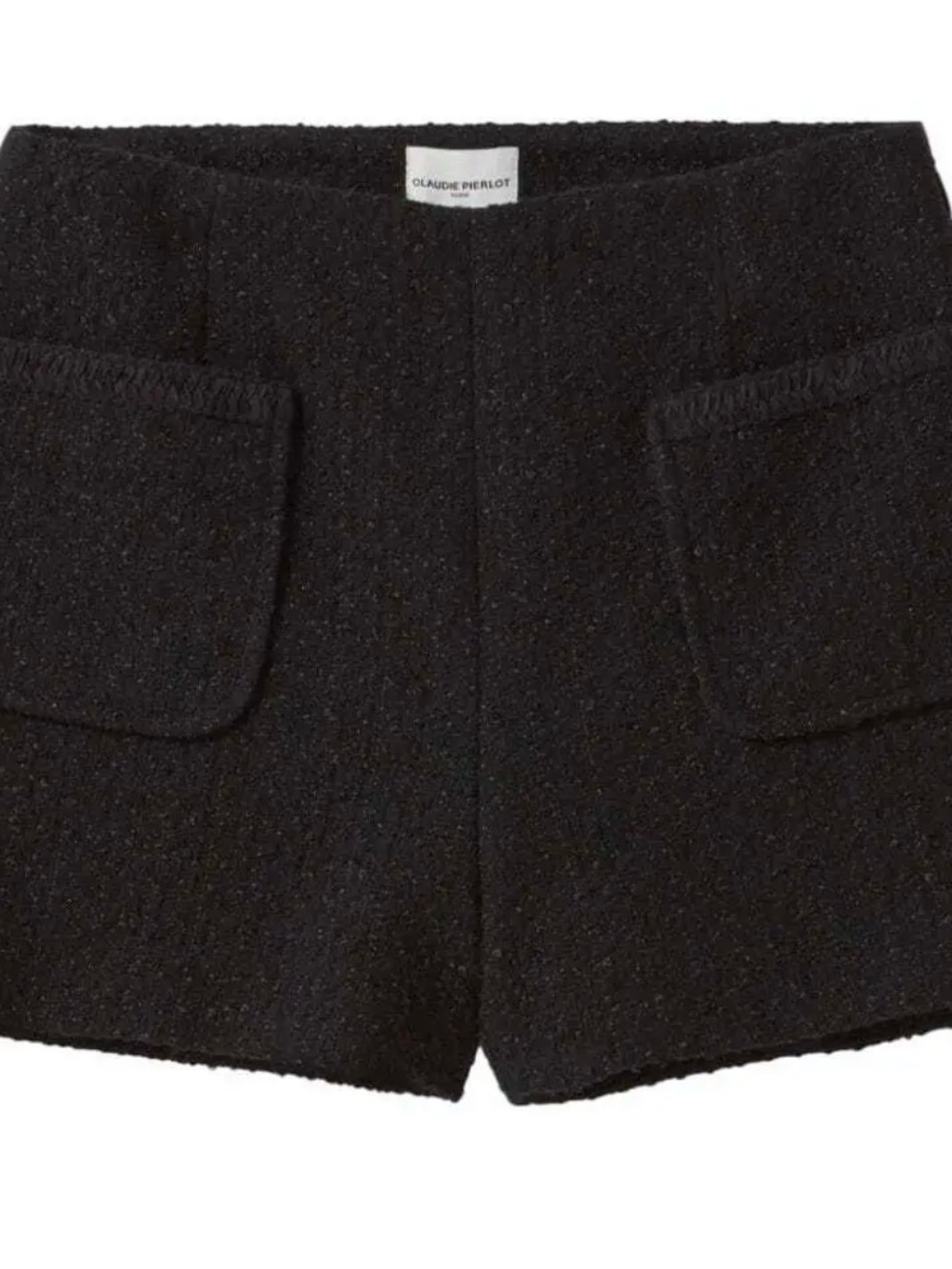 Claudie Pierlot Paris Black Bouclé Tweed Shorts Rope Trim Textured Women’s